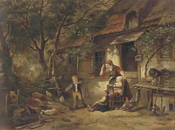 The farmyard thief Oil Painting by Herman Frederik Carel ten Kate