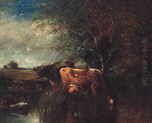 Cattle watering Oil Painting by Jules Dupre