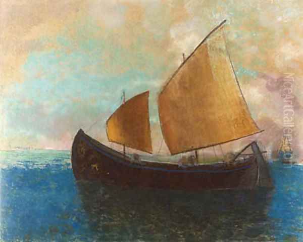 La barque Oil Painting by Odilon Redon