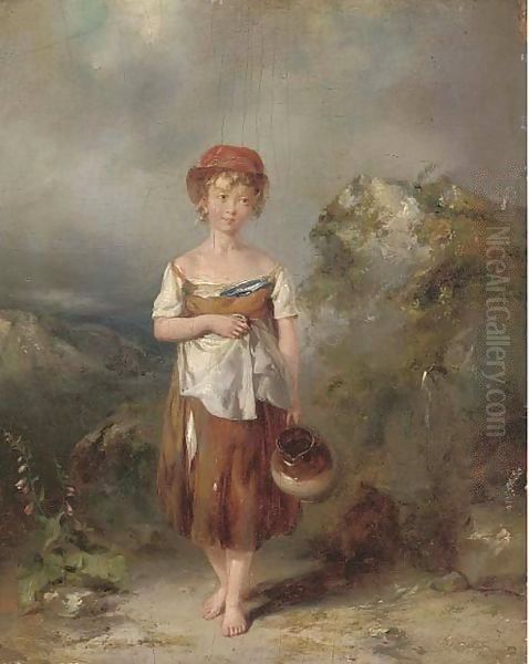 The young water carrier Oil Painting by Paul Falconer Poole