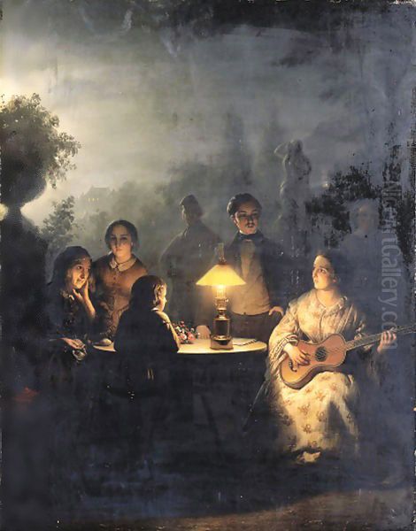 The Evening Serenade Oil Painting by Petrus van Schendel