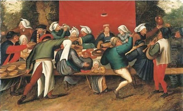 The wedding feast Oil Painting by Pieter The Younger Brueghel