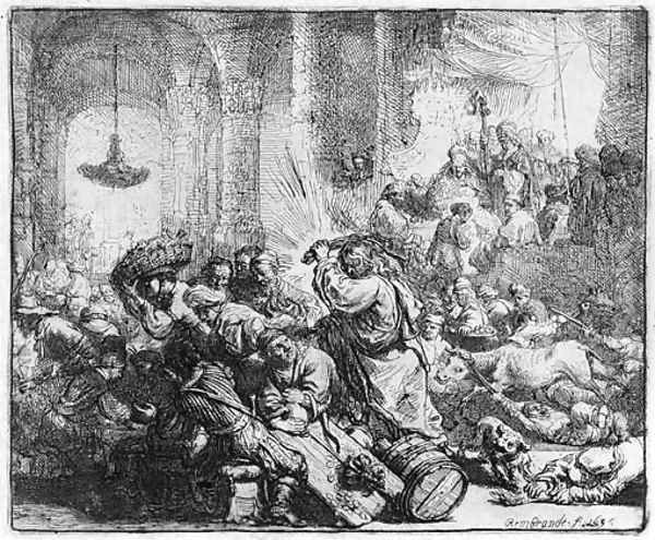 Christ driving the Money Changers from the Temple 2 Oil Painting by Rembrandt Van Rijn