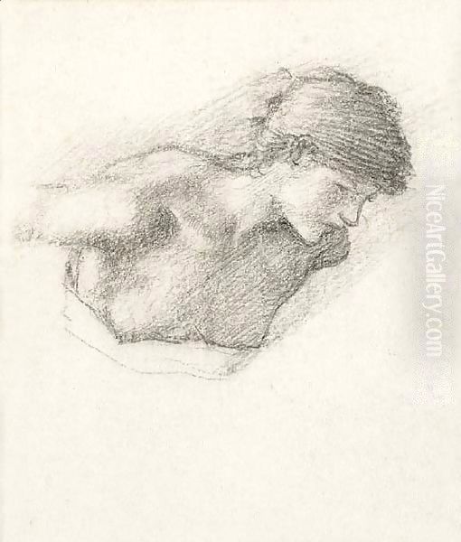 Figure study for 'Love's Wayfaring' or 'The Car of Love' Oil Painting by Sir Edward Coley Burne-Jones