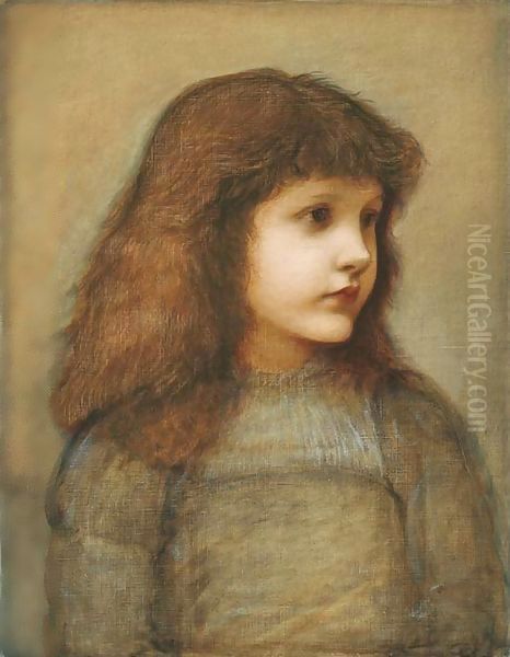 Portrait of Gertie Lewis, half-length Oil Painting by Sir Edward Coley Burne-Jones