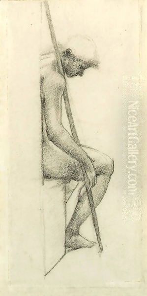 Study from the nude for a sleeping guard in 'The Council Chamber' in the Briar Rose series Oil Painting by Sir Edward Coley Burne-Jones