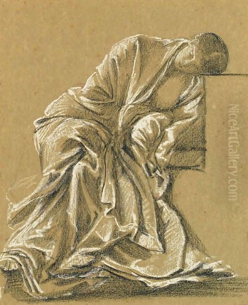 Study of a seated woman, heavily draped Oil Painting by Sir Edward Coley Burne-Jones