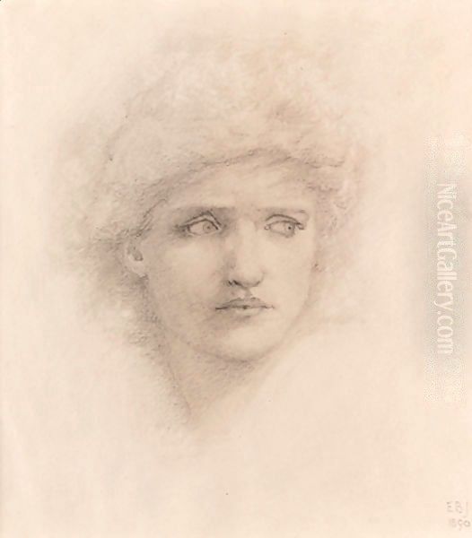 Study of a woman's head for 'The Finding of Medusa' Oil Painting by Sir Edward Coley Burne-Jones