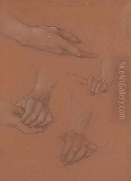 Study of hands for the portrait of Amy Gaskell Oil Painting by Sir Edward Coley Burne-Jones