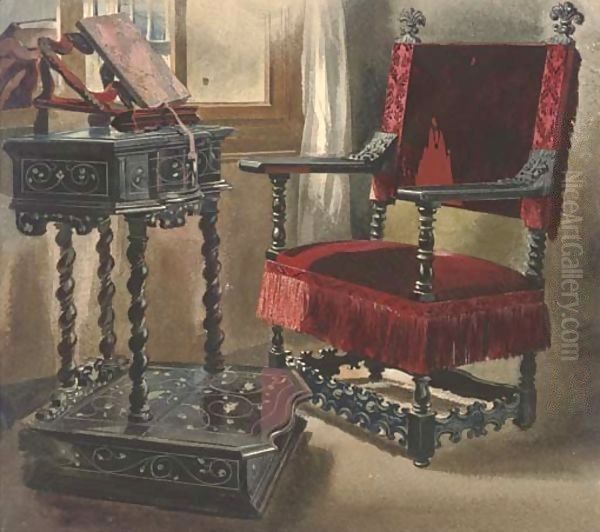 A chair in Edward Cheney's room in the Palazzo Corner Spinelli, Venice Oil Painting by Thomas Hartley Cromek