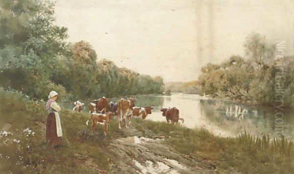 Watching over the herd Oil Painting by Thomas Lloyd