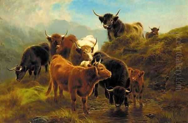 Highland cattle 2 Oil Painting by William Watson