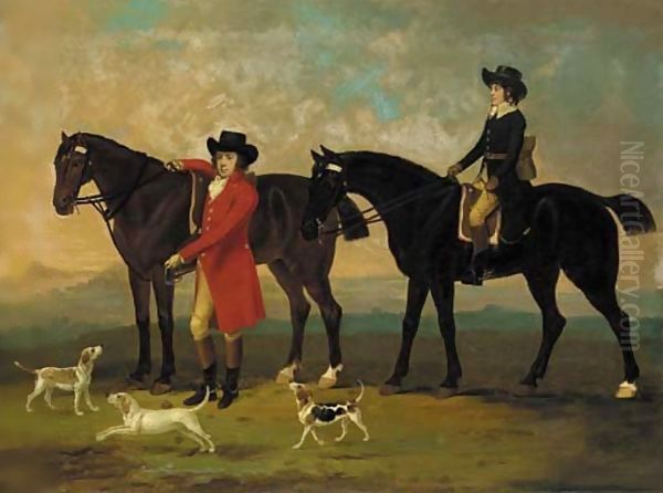 William Trow Esq. and his Groom with hounds in a landscape Oil Painting by William Williams