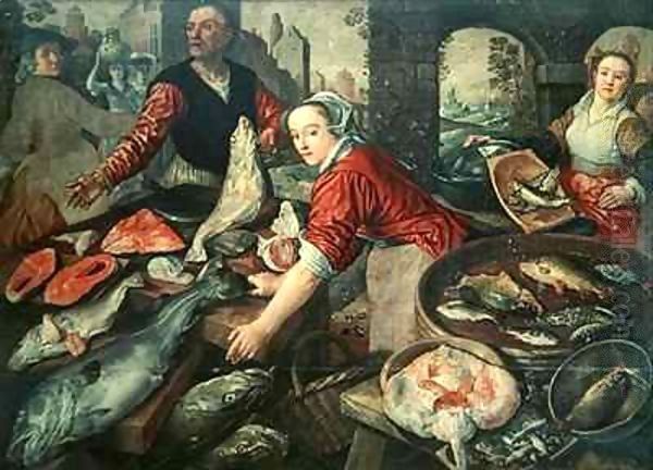 The Fish Market Oil Painting by Joachim Bueckelaer