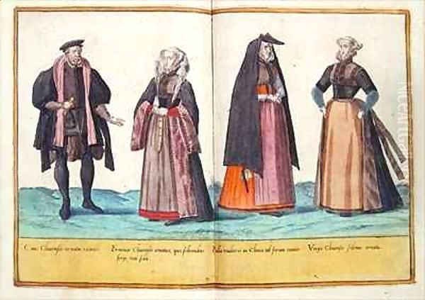 Sixteenth century costumes from 'Omnium Poene Gentium Imagines' 15 Oil Painting by Abraham de Bruyn