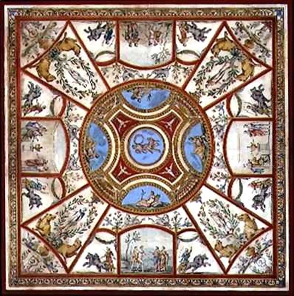 Ceiling design for the Painted Breakfast Room at Kedlestone Hall, Derbyshire Oil Painting by Agostino Brunias