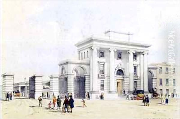 Entrance to Birmingham Station Oil Painting by John Cooke Bourne