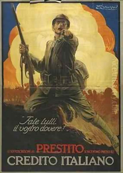 Italian advertisement for war bonds Oil Painting by Mario Borgoni