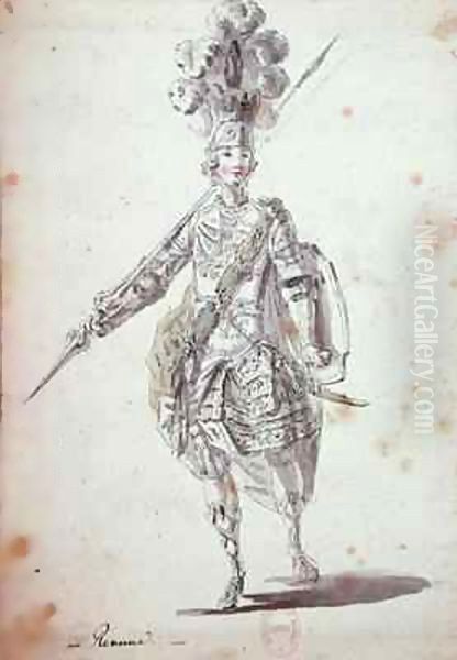 Costume for Rinaldo in the opera 'Rinaldo and Armida' performed in 1761 Oil Painting by Nicolas Boquet