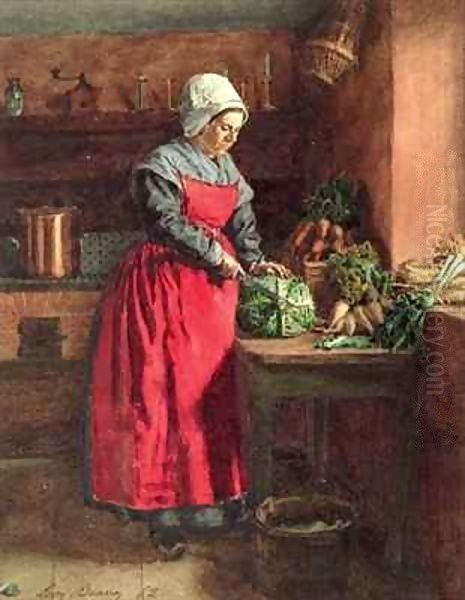 Cook with Red Apron Oil Painting by Leon Bonvin