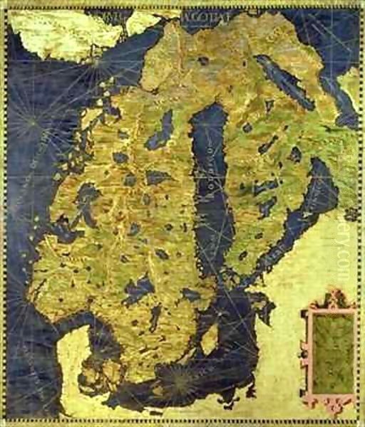 Map of Sixteenth Century Scandinavia Oil Painting by Egnazio Stefano and Danti Bonsignori