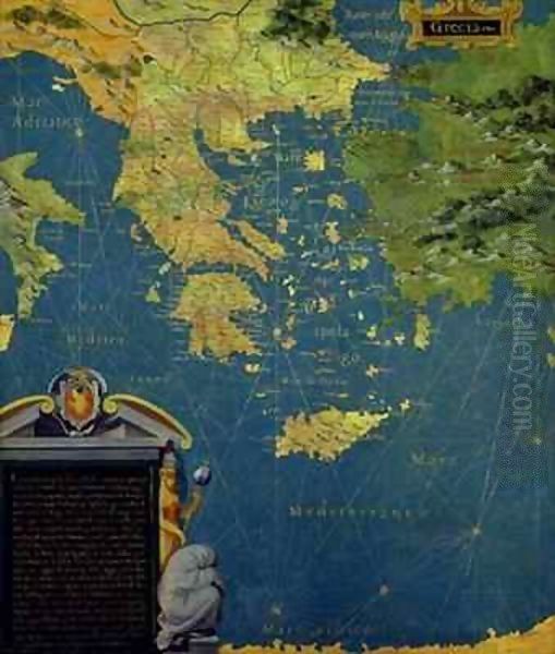 Map of Sixteenth Century Greece Oil Painting by Egnazio Stefano and Danti Bonsignori