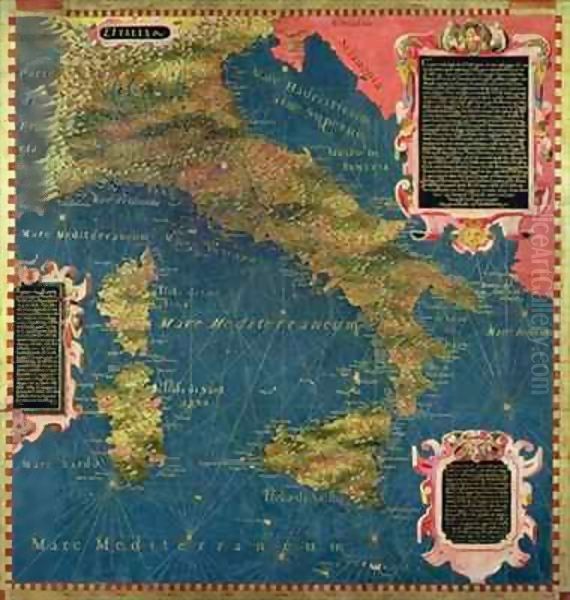 Map of Sixteenth Century Italy Oil Painting by Egnazio Stefano and Danti Bonsignori