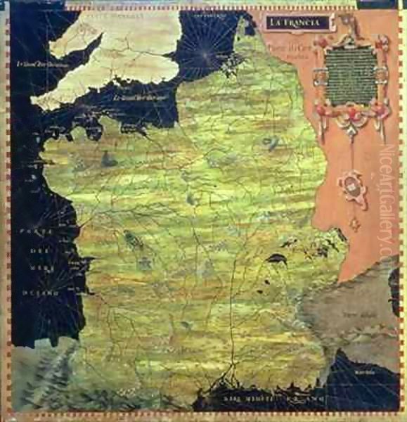 Map of Sixteenth Century France Oil Painting by Egnazio Stefano and Danti Bonsignori