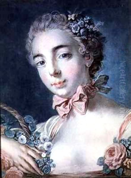 Tete de Flore, portrait of Mme Baudion, daughter of Boucher Oil Painting by Louis Marin Bonnet