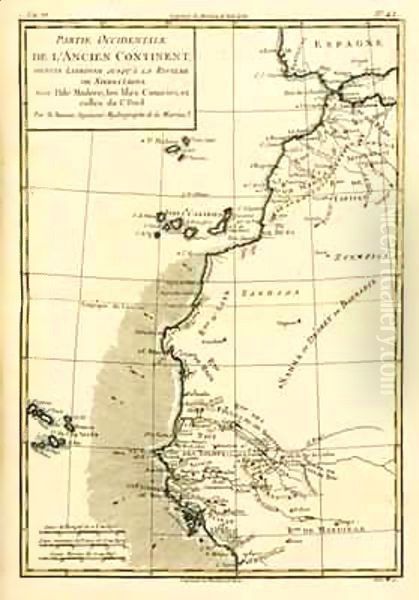 West Coast of Africa, from Lisbon to Sierra Leone Oil Painting by Charles Marie Rigobert Bonne