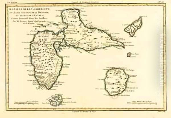 The Islands of Guadeloupe, Marie-Galante, La Desirade, and the Isles des Saintes, French colonies in the Antilles Oil Painting by Charles Marie Rigobert Bonne