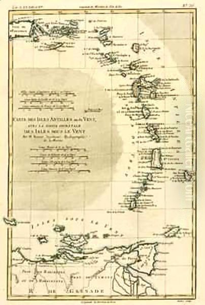 The Lesser Antilles or the Windward Islands, with the Eastern part of the Leeward Islands Oil Painting by Charles Marie Rigobert Bonne