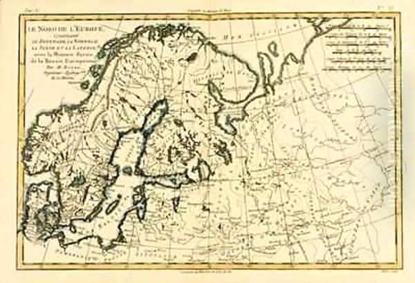 Northern Europe, including Denmark, Norway, Sweden and Lapland, with most of Western Russia Oil Painting by Charles Marie Rigobert Bonne