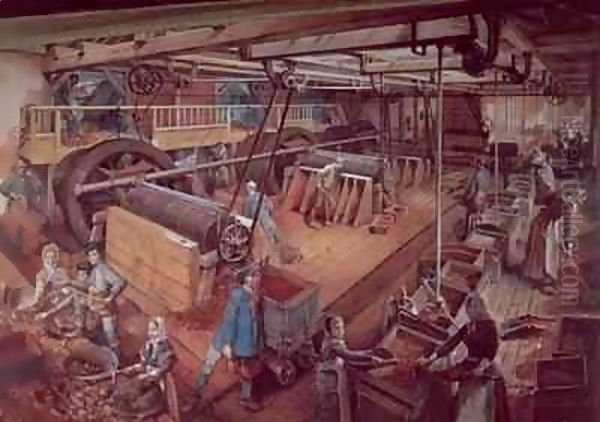 Coal Riddling workshop, at the mines of Blanzy Oil Painting by Ignace Francois Bonhomme