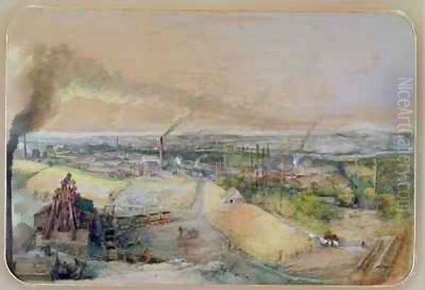 Industrial landscape in the Blanzy coal field, Saone-et-Loire 2 Oil Painting by Ignace Francois Bonhomme