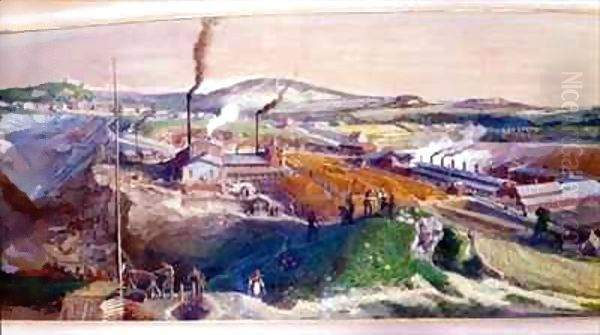 Industrial landscape in the Blanzy coal field, Saone-et-Loire 3 Oil Painting by Ignace Francois Bonhomme