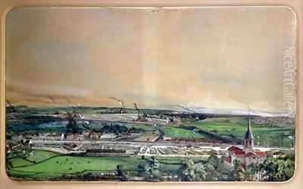 Industrial landscape in the Blanzy coal field, Saone-et-Loire 4 Oil Painting by Ignace Francois Bonhomme