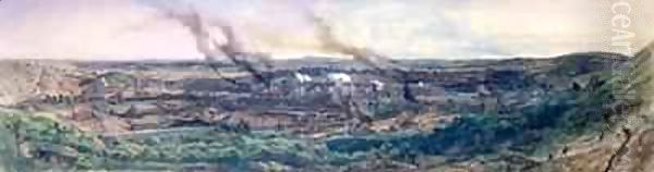 Factories at Le Creusot in 1848 2 Oil Painting by Ignace Francois Bonhomme