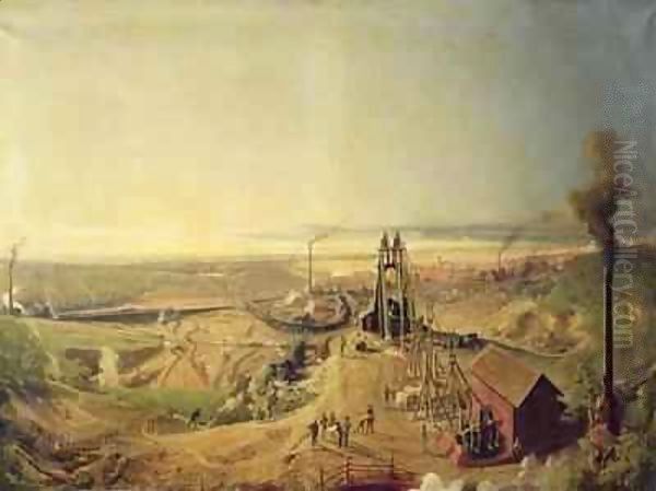 Coalmines and Clay Quarries at Montchanin Oil Painting by Ignace Francois Bonhomme