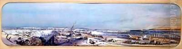 Industrial landscape in the Blanzy coal field under snow, Saone-et-Loire Oil Painting by Ignace Francois Bonhomme