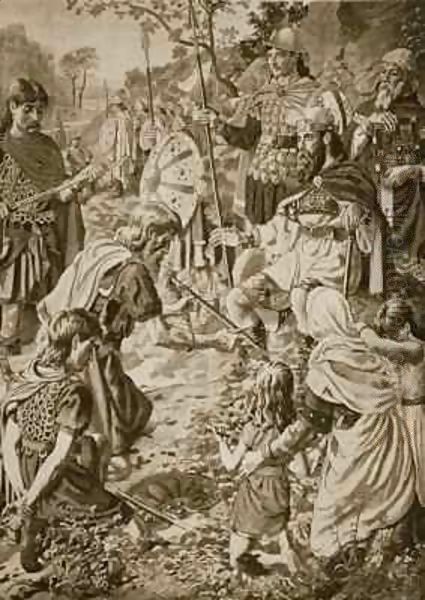 The Submission of Guthrum to King Alfred Oil Painting by Herbert Alfred Bone