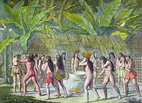 Dance of the Camacani Indians, Brazil Oil Painting by D.K. Bonatti