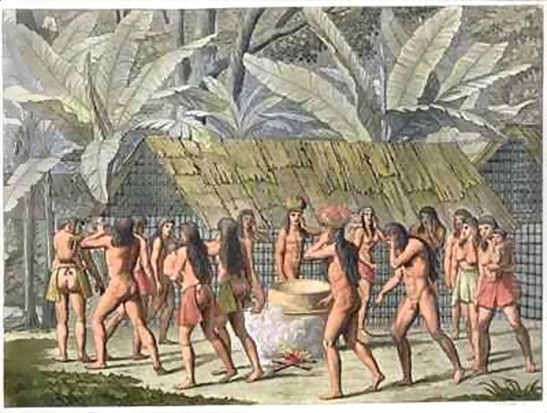 Dancing festival of the Camacani Indians, Brazil Oil Painting by D.K. Bonatti