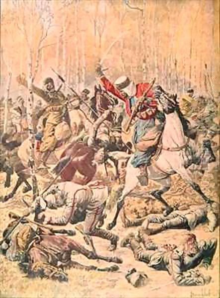 Moroccan Spahis killing German soldiers during the First World War 1 Oil Painting by Louis Bombled