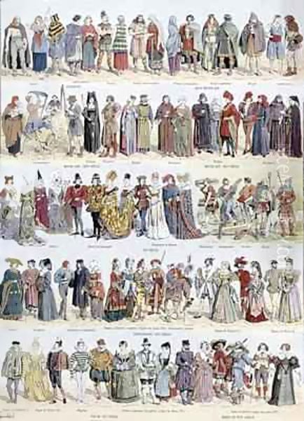 Pictorial history of clothing in Ancient Gaul and in France up to the beginning of the seventeenth century Oil Painting by Louis Bombled