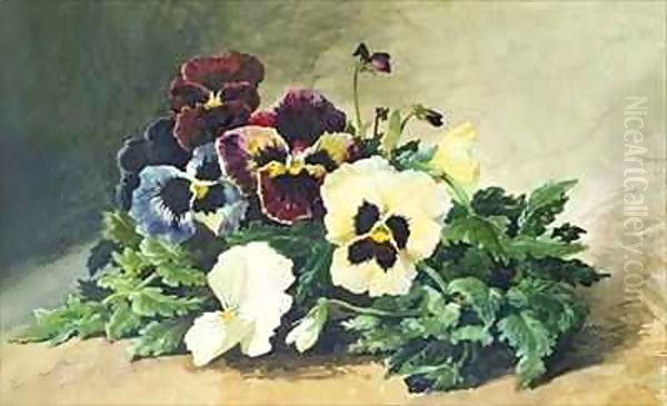 Winter Pansies Oil Painting by Louis Bombled