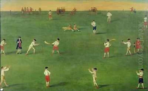 An Exact Representation of the Game of Cricket Oil Painting by Louis-Philippe Boitard