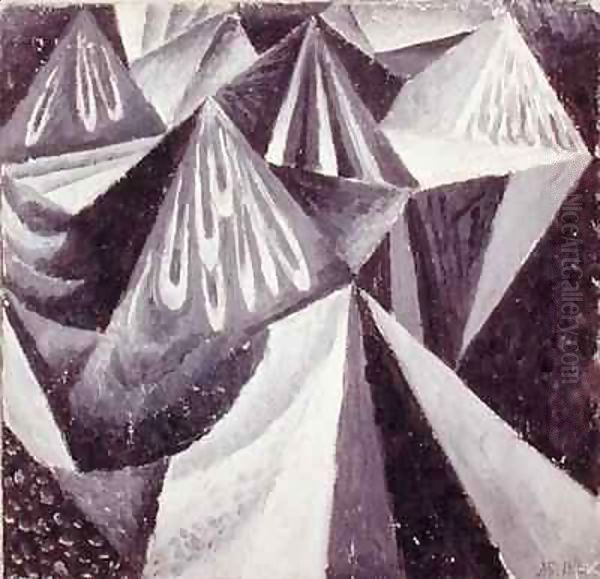 Cubo-Futurist Composition in Grey and White Oil Painting by Alexander Konstantinovich Bogomazov