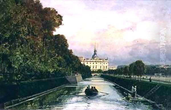 View of the Lebyazhyeva Canal looking towards the Mikhailovsky Palace, St. Petersburg Oil Painting by Aleksei Petrovich Bogolyubov