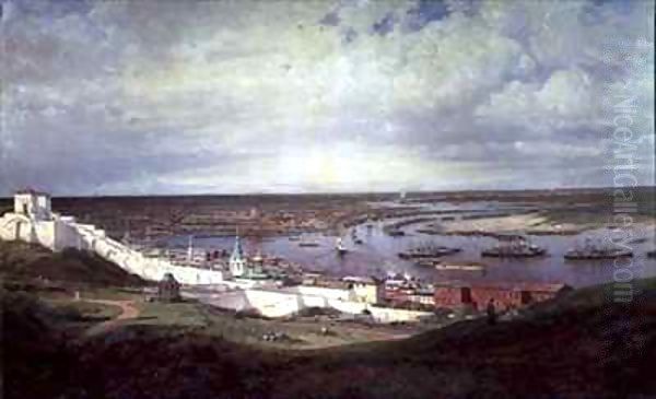 View of Nizhny Novgorod Oil Painting by Aleksei Petrovich Bogolyubov